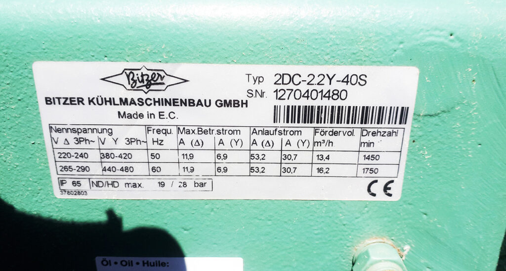 USED CONDENSING UNIT BITZER 7 KW