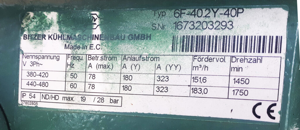 USED COMPRESSOR BLOC BITZER 166 KW