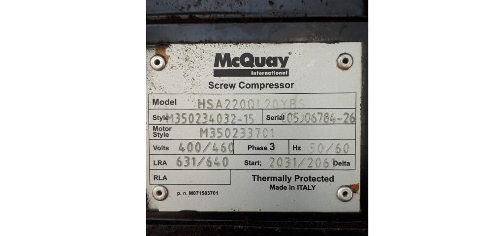 Aircooled chiller McQuay 728 kW