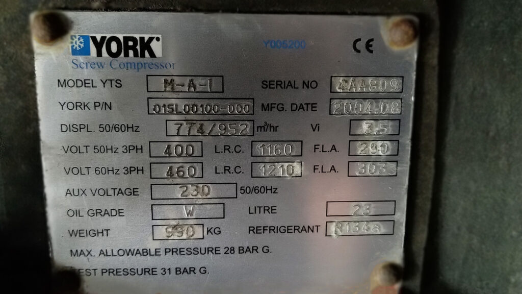 Aircooled chiller York 787 kW
