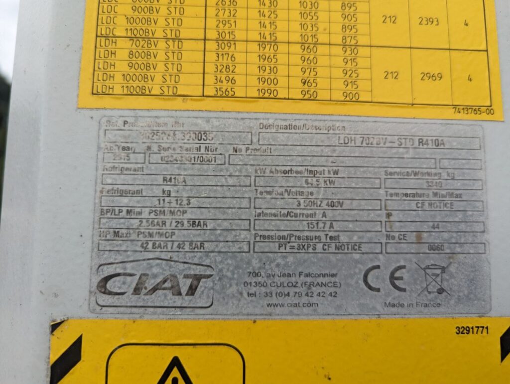 Kaltwassersatz Ciat LDH 185 kW