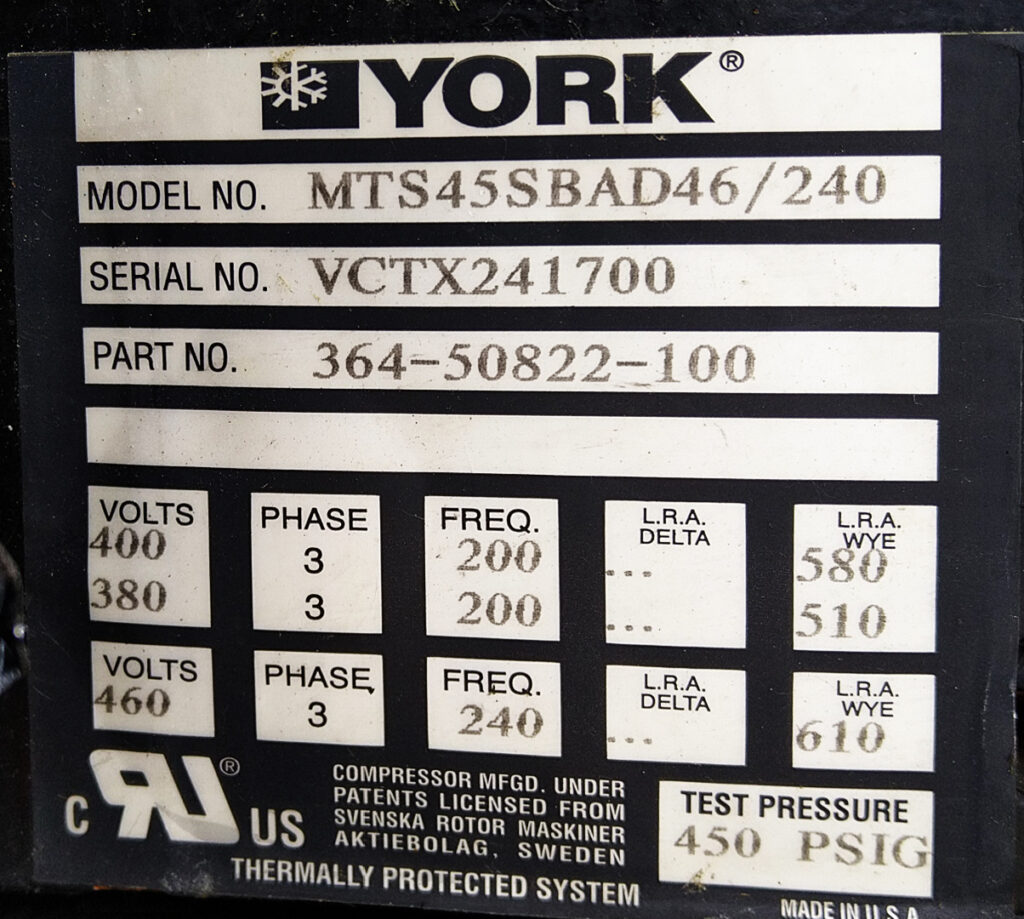 Aircooled chiller York 835 kW